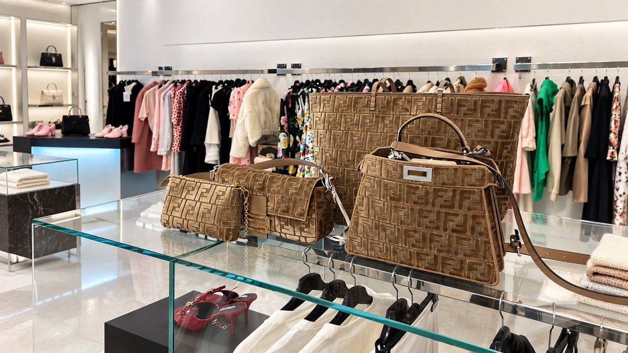 Истории итальянских брендов - сумки Fendi на витрине мультибрендового магазина